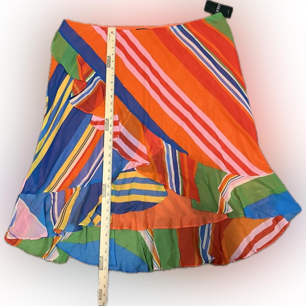LAUREN Ralf Lauren Georgette Variegated Striped Ruffle Skirt size 3X - Picture 4 of 10